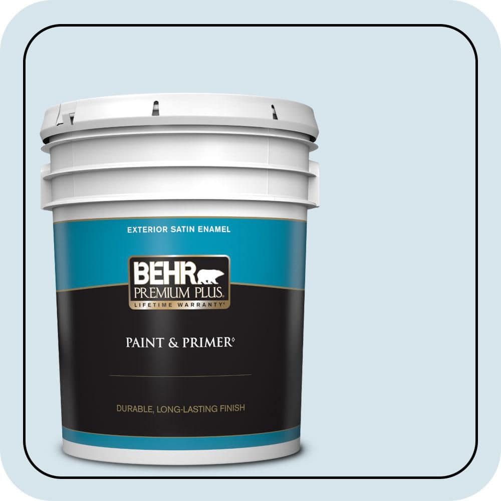 BEHR PREMIUM PLUS 5 gal. #560C-1 Rain Water Satin Enamel Exterior Paint & Primer