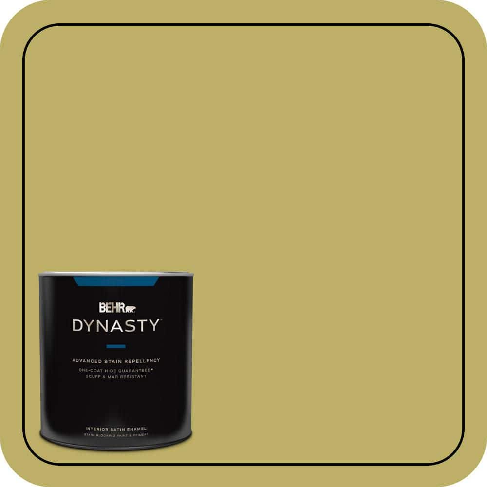 BEHR DYNASTY 1 qt. #MQ4-42 Pistachio One-Coat Hide Satin Enamel Interior Stain-Blocking Paint and Primer