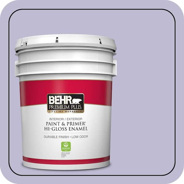 BEHR PREMIUM PLUS 5 gal. #640C-3 Twilight Pearl Hi-Gloss Enamel Interior/Exterior Paint & Primer (2)