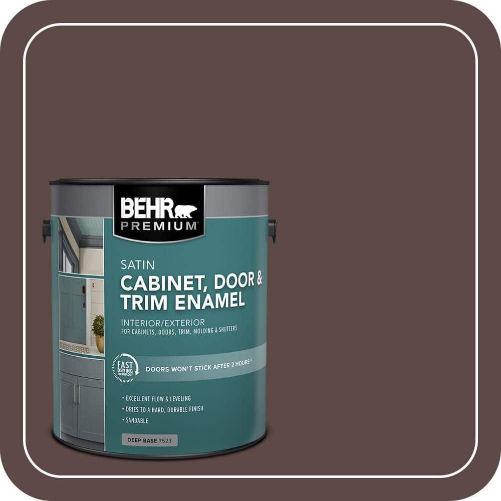 BEHR PREMIUM 1 gal. #MQ1-58 Chocolate Soul Satin Enamel Interior/Exterior Cabinet, Door & Trim Paint