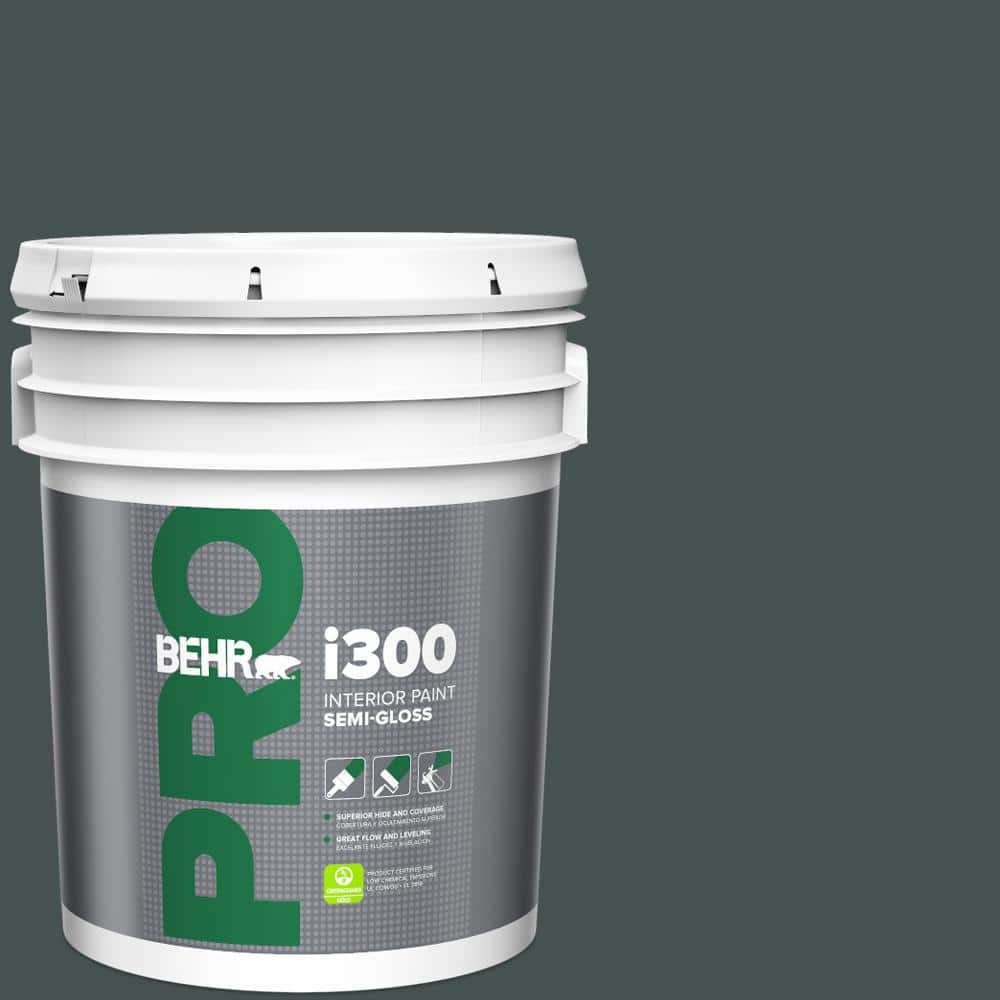 BEHR PRO 5 gal. #MQ6-44 Black Evergreen Semi-Gloss Interior Paint