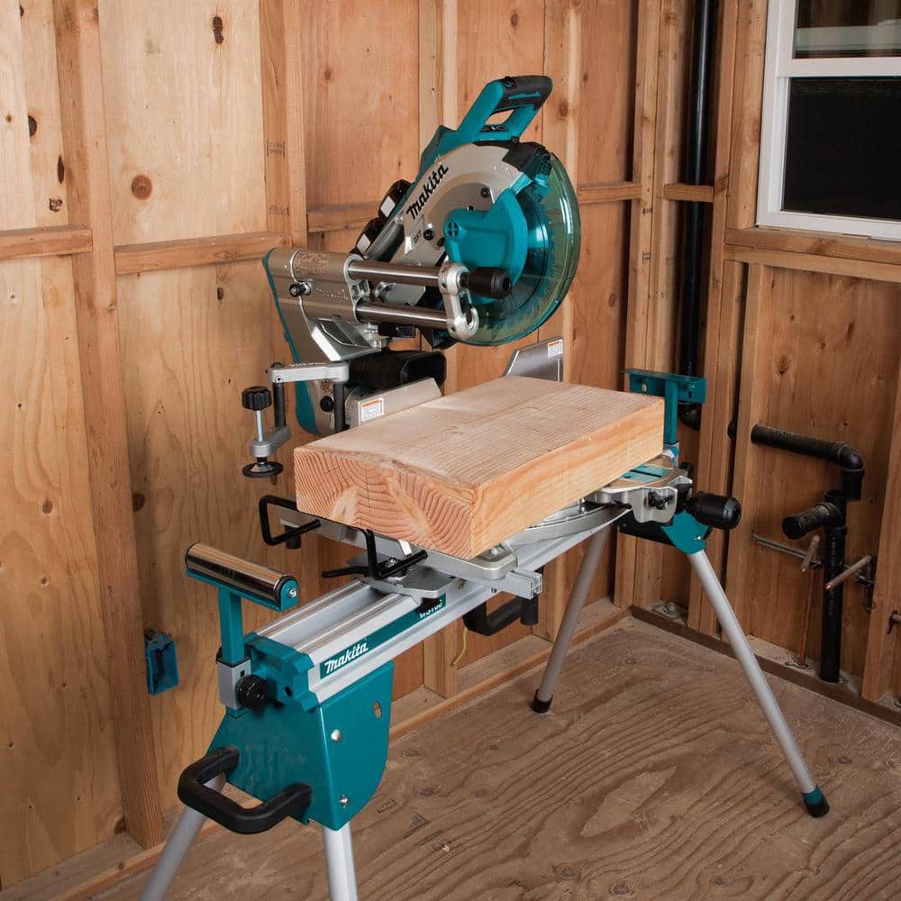 Makita 18V X2 LXT(36V) Brushless 10 in. Dual-Bevel Sliding Compound Miter Saw Kit (5.0Ah) and Portable Rise Miter Saw Stand (2)
