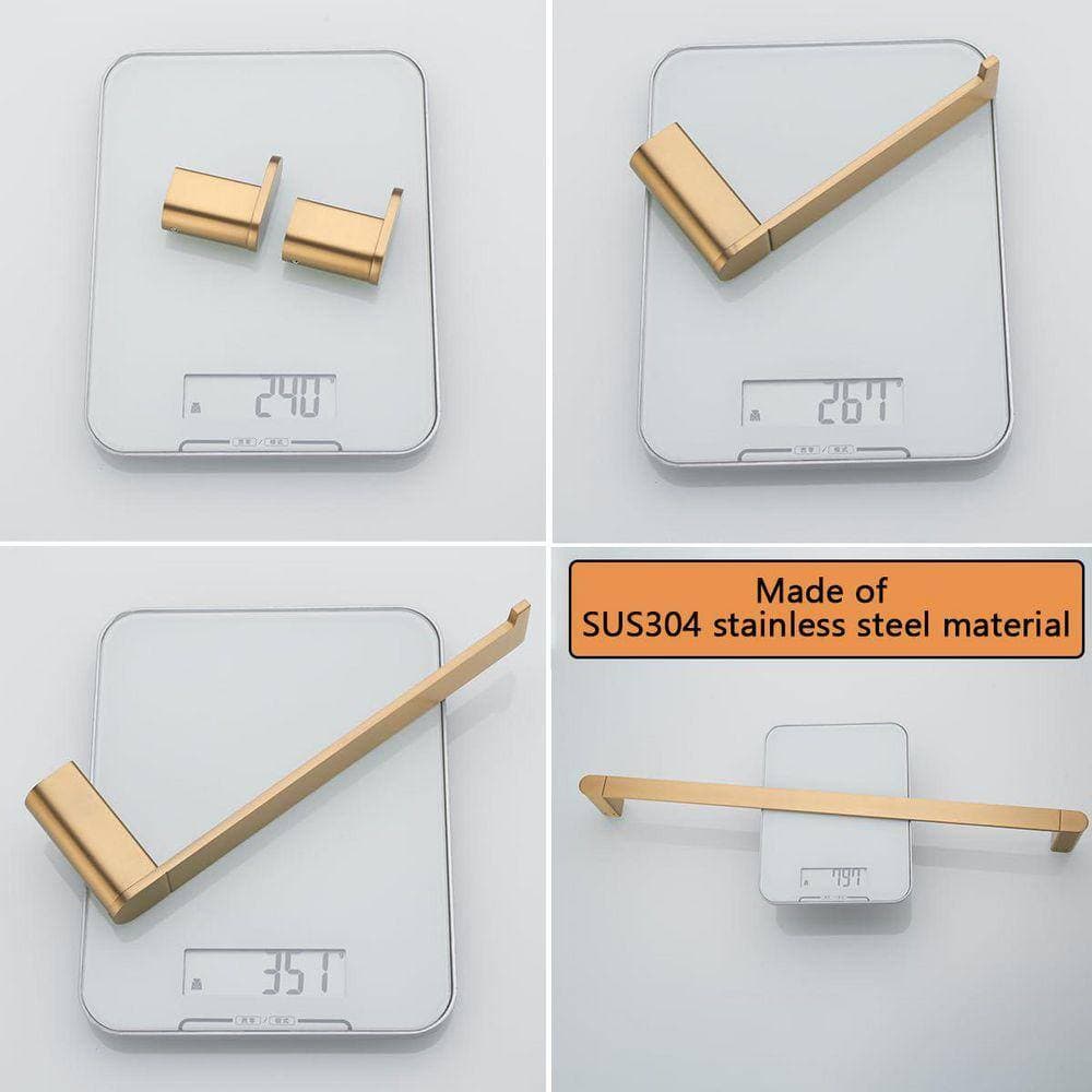 JFVKAF 5-Piece Bathroom Hardware Set with Towel Bar, Toilet Paper Holder, 2 Towel Hooks in Champagne Bronze Finish (3)
