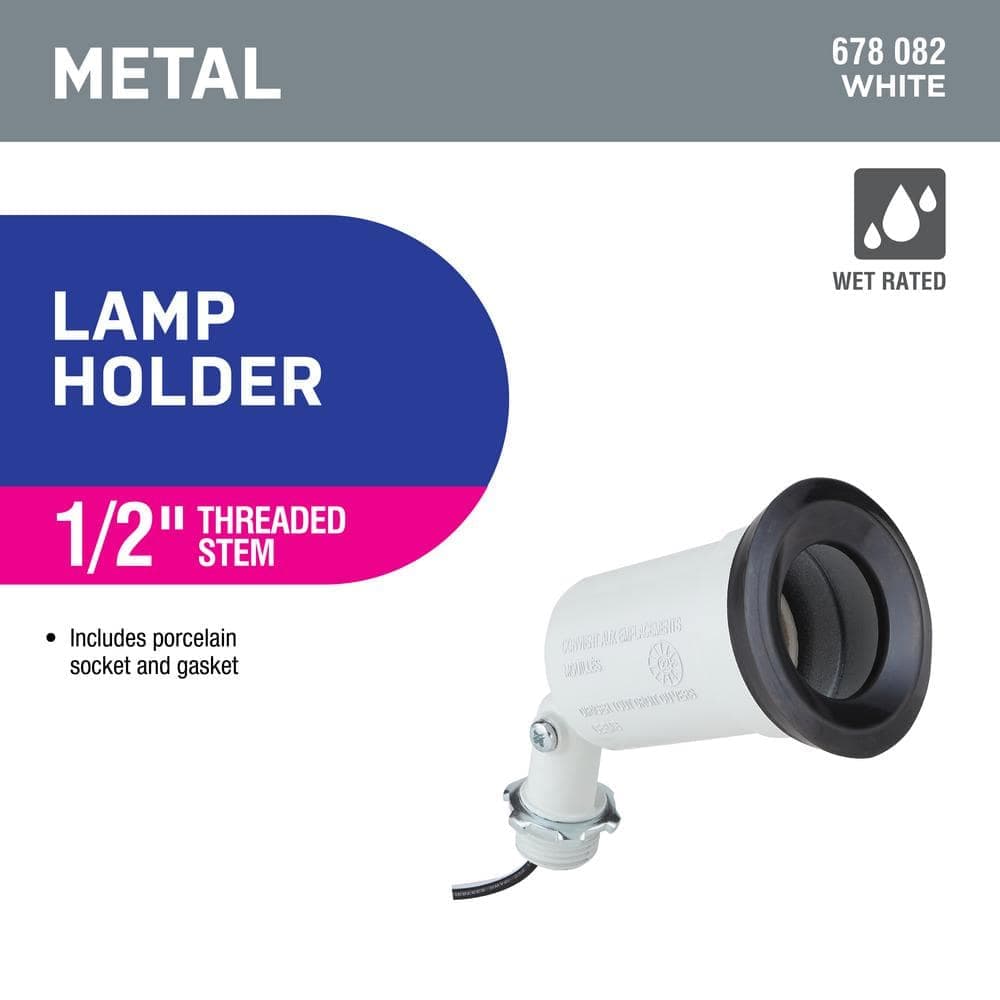Commercial Electric White Outdoor Flood Light Weatherproof Lampholder with External Rubber Gasket (3)