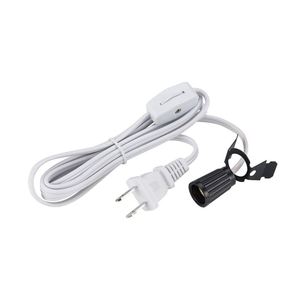 Bel Air Lighting 72 in. White Cord Set with Snap-In Pigtail Candelabra Base Lamp Socket and In-Line On/Off Rotary Cord Switch (2)