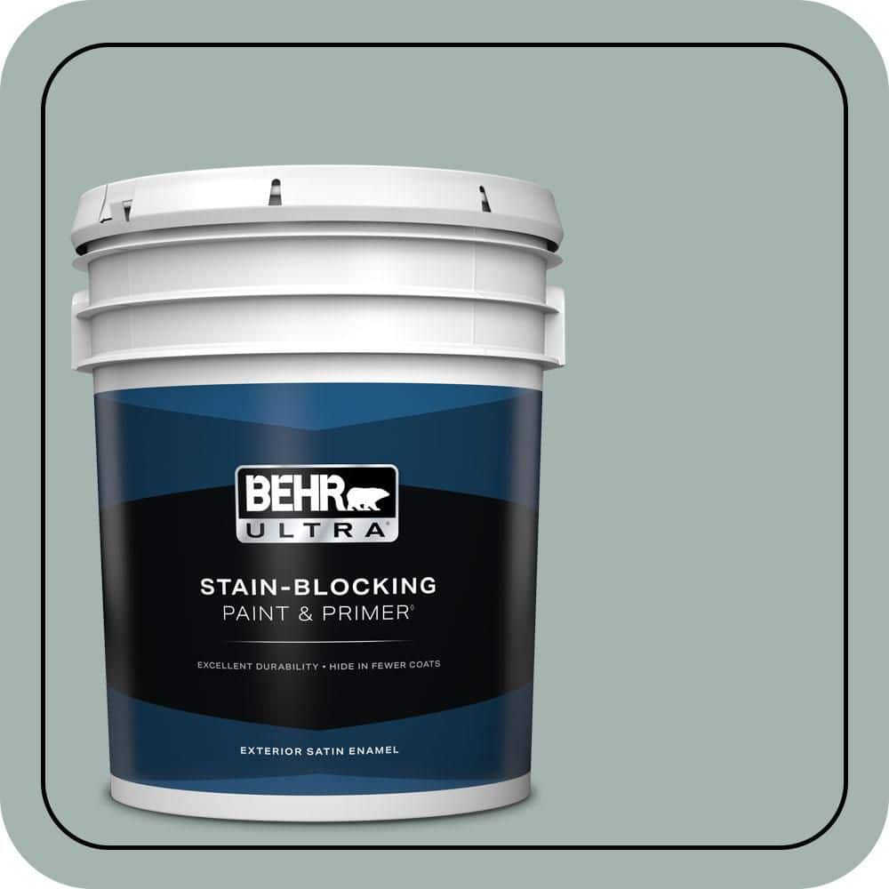 BEHR ULTRA 5 gal. #PPU12-09 Frozen Pond Satin Enamel Exterior Paint & Primer