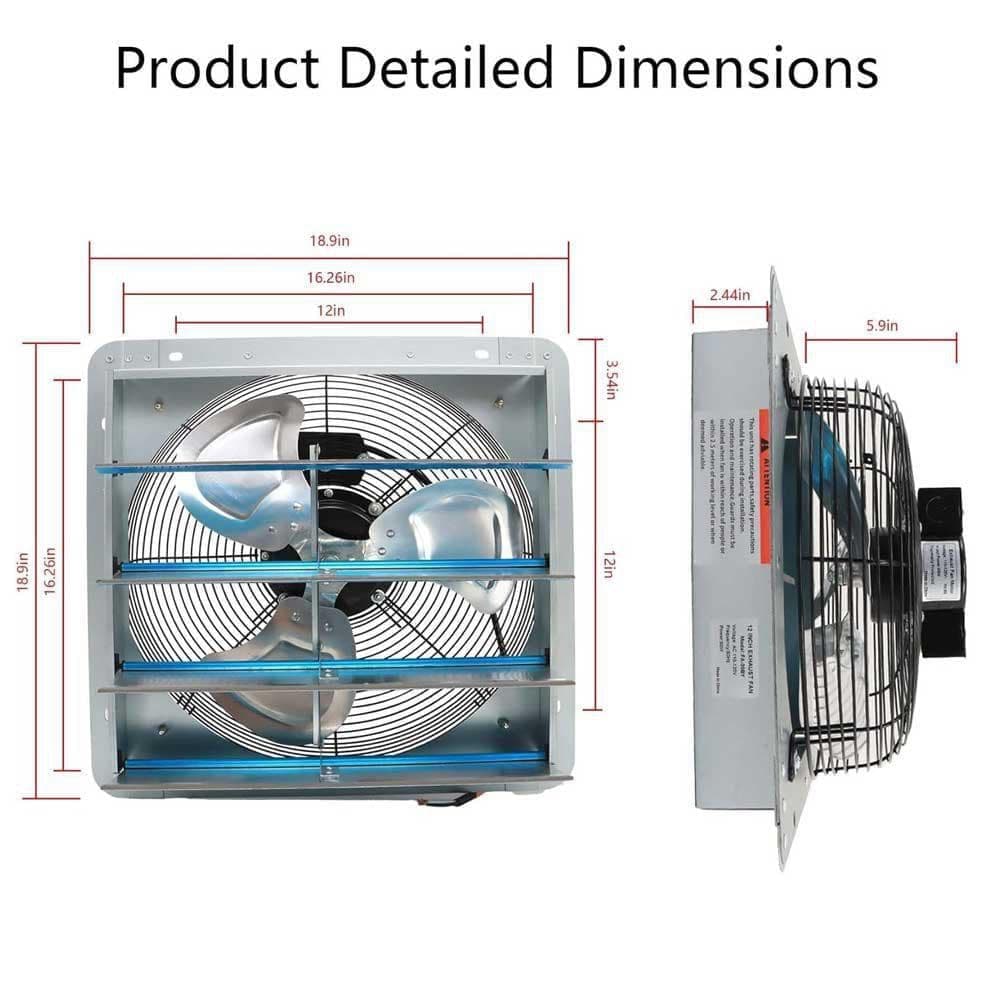 KIWDZFU 16 in. 1680 RPM Electric Powered Wall Mounted Shutter Exhaust Fan, Suitable for Factories, Basements, Warehouses (2)