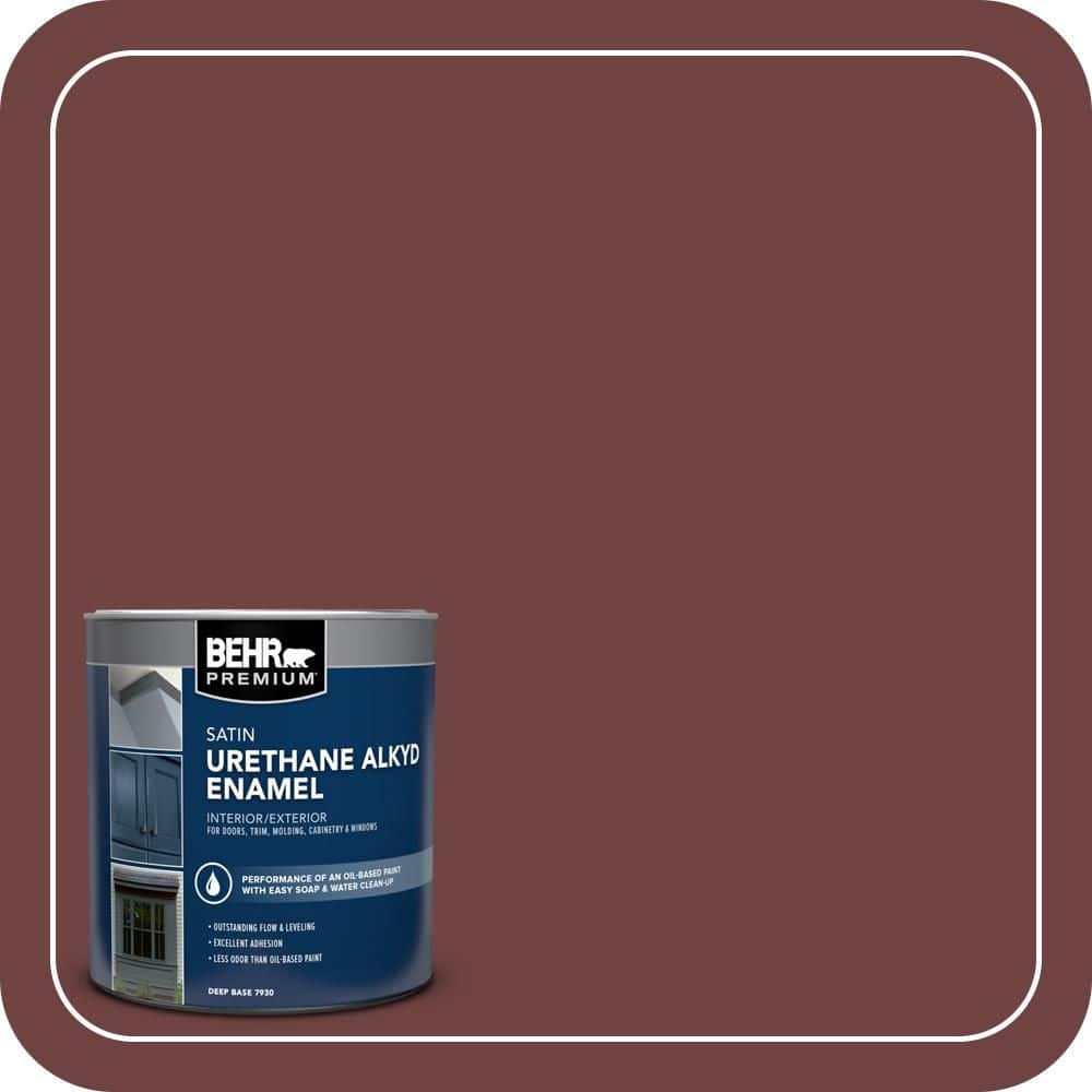 BEHR PREMIUM 1 qt. #AE-6 Colony Red Satin Enamel Urethane Alkyd Interior/Exterior Paint (1)