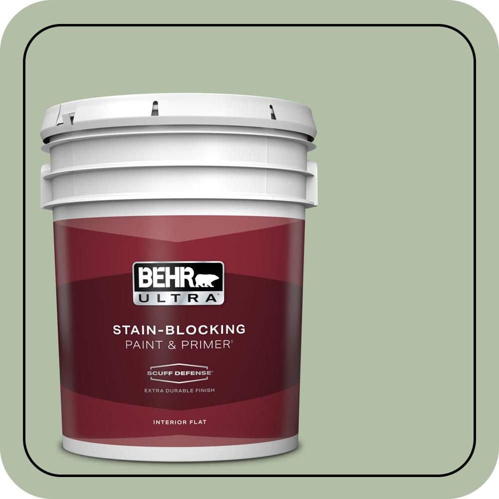 BEHR ULTRA 5 gal. #S390-3 Creamy Spinach Extra Durable Flat Interior Paint & Primer