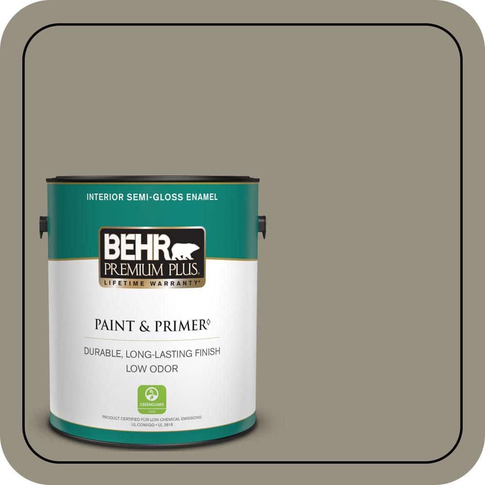 BEHR PREMIUM PLUS 1 gal. #N320-5 Gray Squirrel Semi-Gloss Enamel Low Odor Interior Paint & Primer