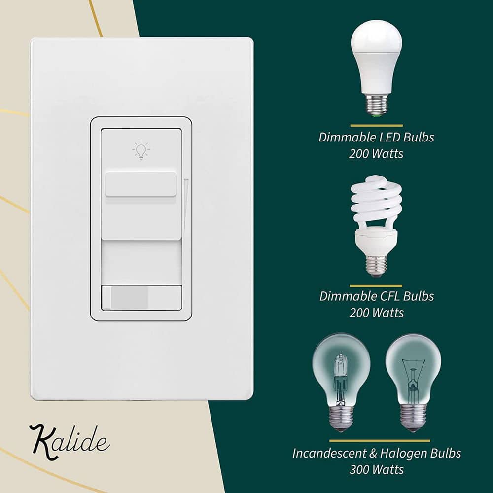 TOPGREENER Kalide Dimmer Switch 200-Watt LED/CFL and 300-Watt Incandescent/Halogen Single Pole or 3-Way, White (3-Pack) (2)
