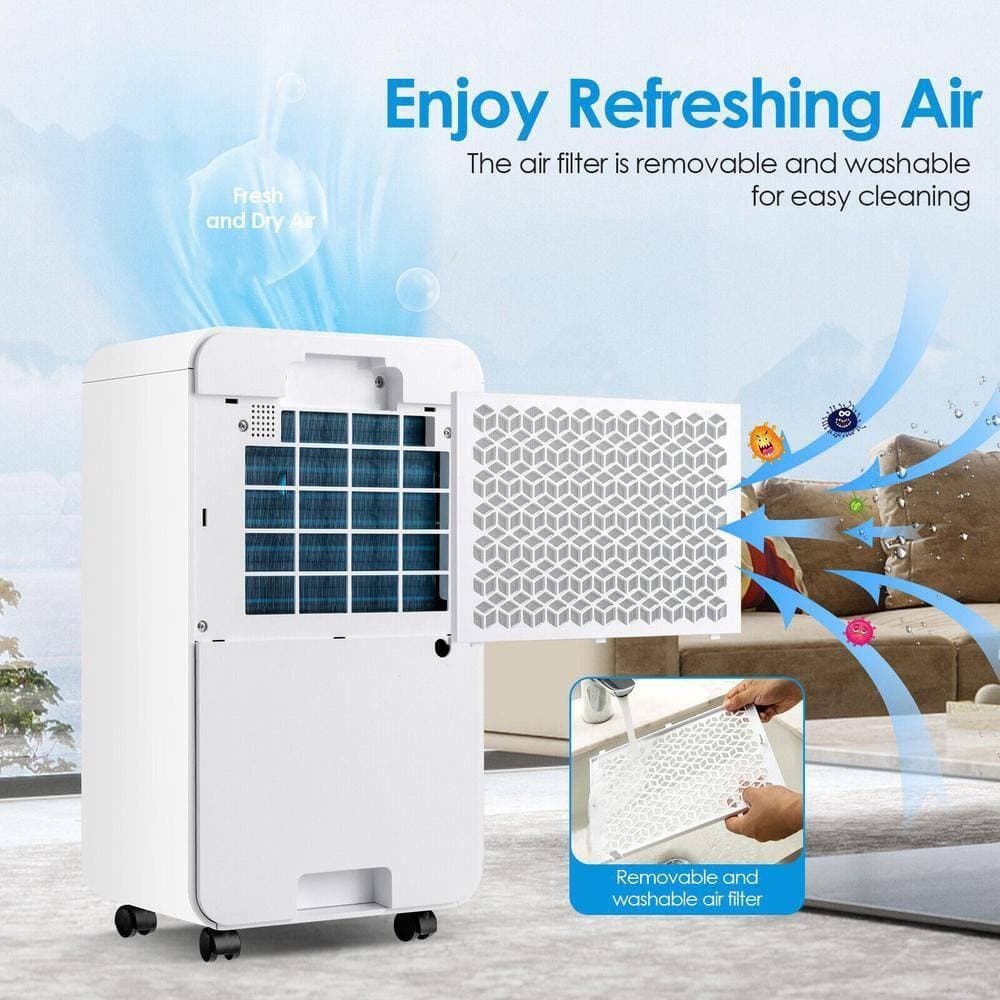 HONGGE 32 Pints 2000 Sq. Ft Dehumidifier for Home and Basements with 3-Color Digital Display-White (2)