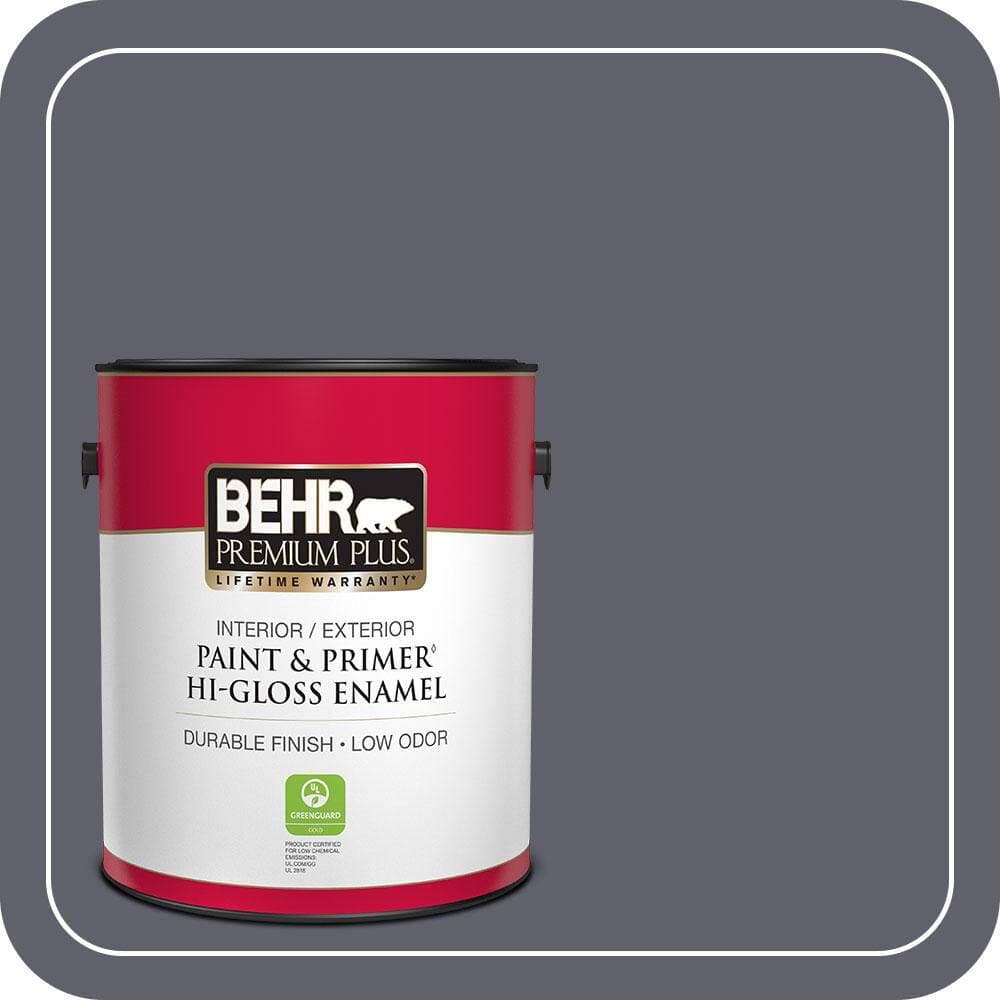 BEHR PREMIUM PLUS 1 gal. #N540-6 Script Ink Hi-Gloss Enamel Interior/Exterior Paint & Primer (1)
