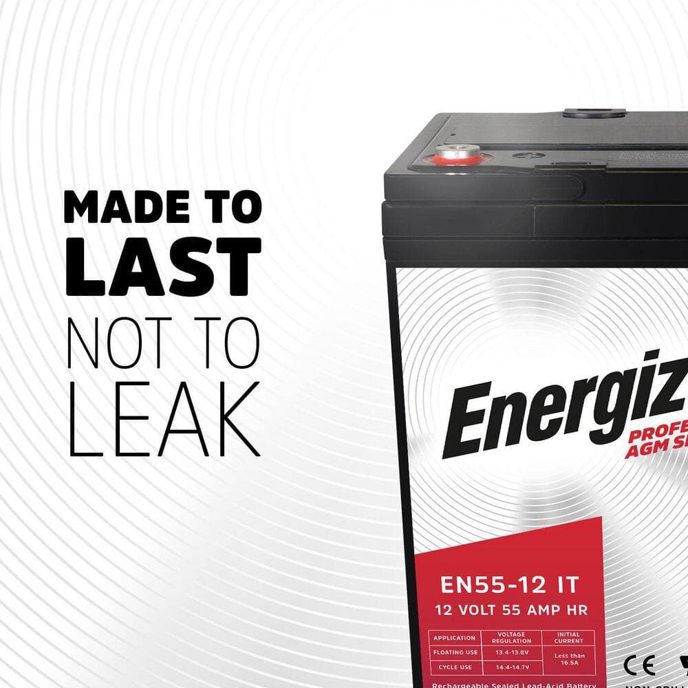 Energizer EN55-12IT, 12 Volt 55 Amp Hr, Long Lasting Sealed Lead Acid AGM Rechargeable Battery (3)