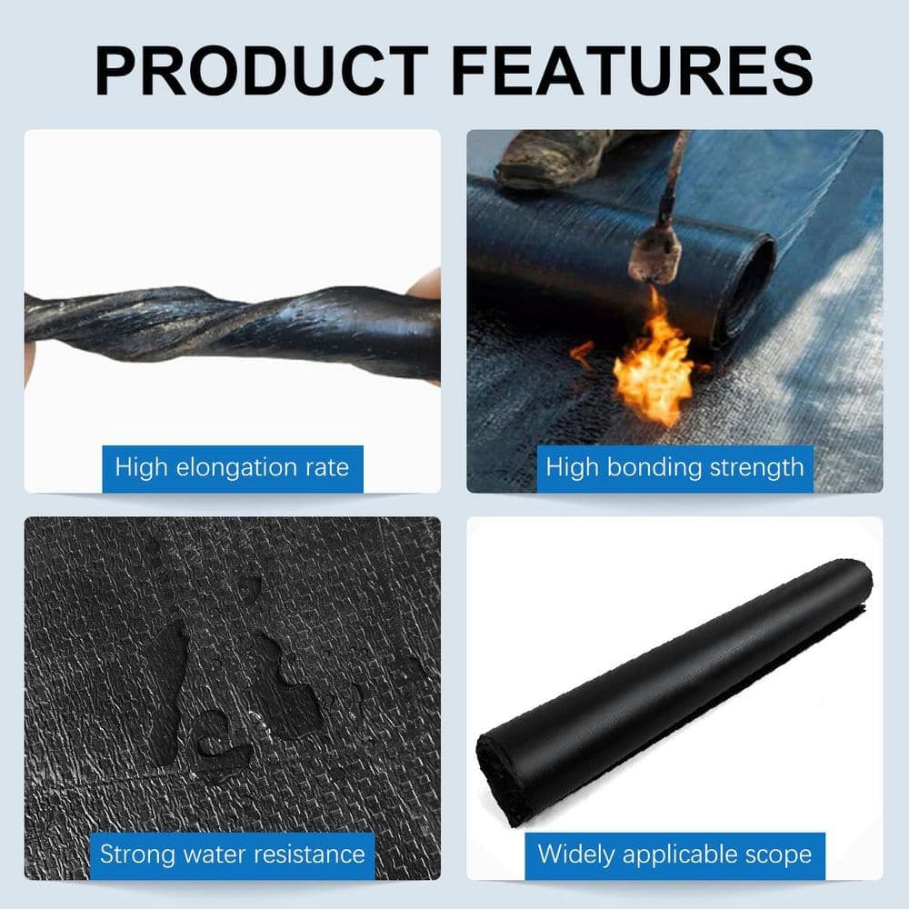 Wellco 54.12 sq. ft. 3.3 ft. x 16.4 ft. SBS Waterproof Sheet Roll Underlayment For Roof, Gutter and Concrete Protection, Black (3)