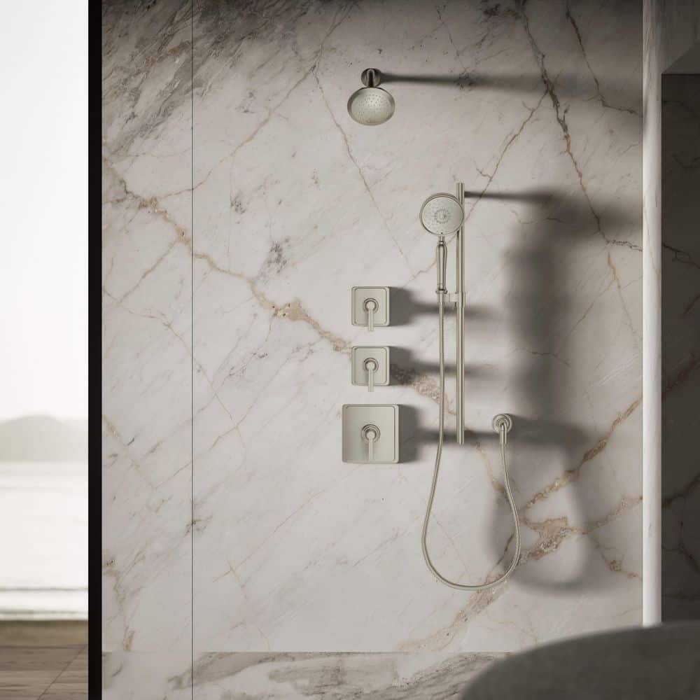 KOHLER Memoirs Classic 5.5 in. 1-Spray Single Wall Mount Fixed Shower Head, Brushed Nickel (2)