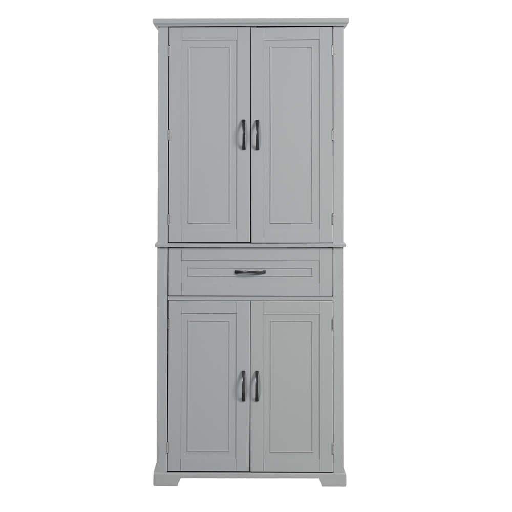 XUJMK 30 in. W x 16 in. D x 72 in. H Gray Tall Bathroom Linen Cabinet, Storage Cabinet, Multiple Storage Adjustable Shelves (1)