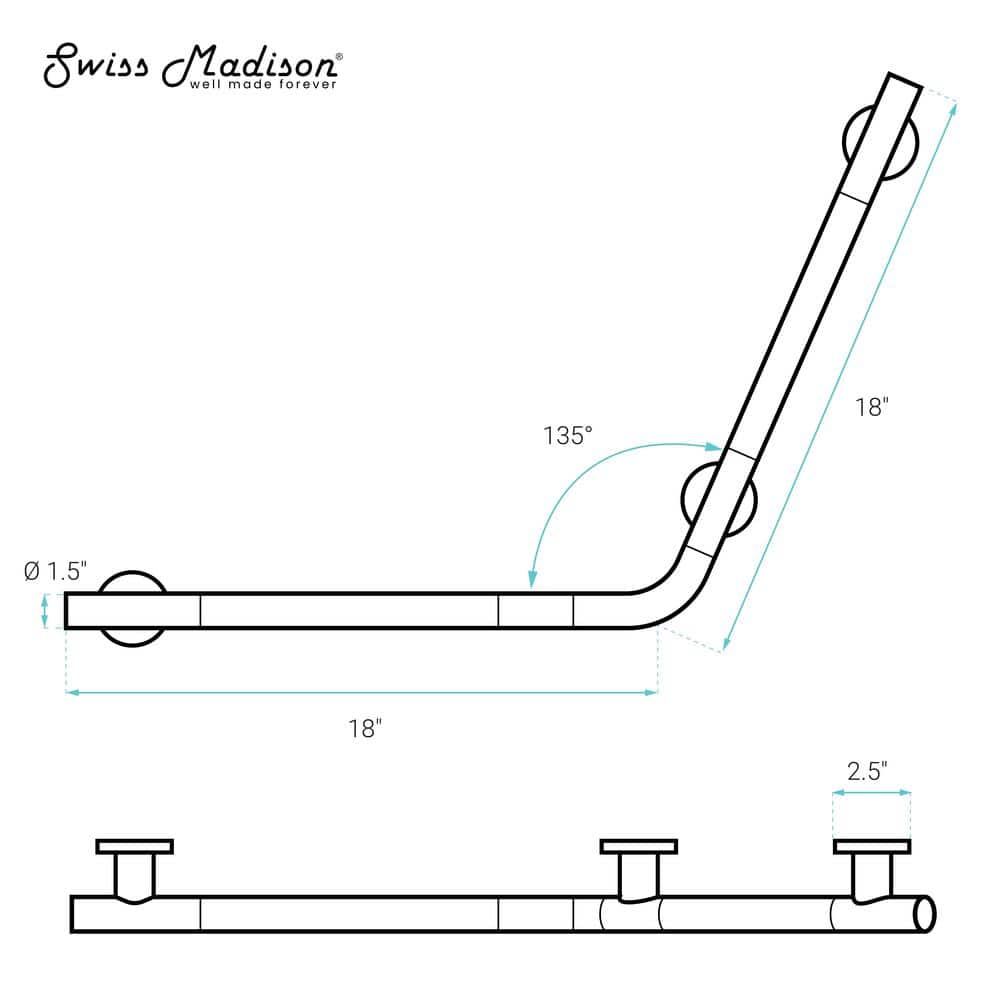 Swiss Madison Auvergne 18 in. x 18 in. Angled Grab Bar in Matte White (2)
