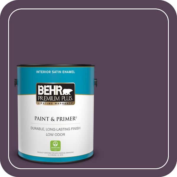 BEHR PREMIUM PLUS 1 gal. #S-H-690 Interlude Satin Enamel Low Odor Interior Paint & Primer (2)