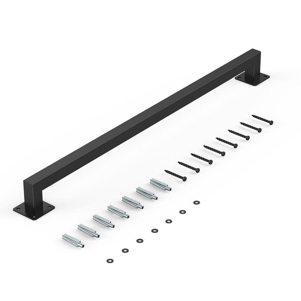 SVOPES Wall Mounted Stair Handrail, 2.76 in. H x 3.15 in. W 3 ft. Black Iron Indoor Railing, Stair Railing Kit Steel (1)