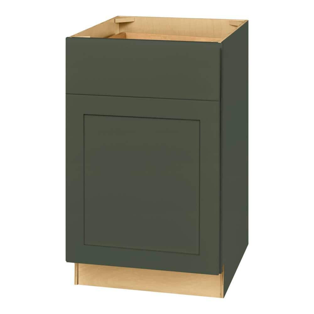 Hampton Bay Avondale 21 in. W x 24 in. D x 34.5 in. H Ready to Assemble Plywood Shaker Base Kitchen Cabinet in Fern Green