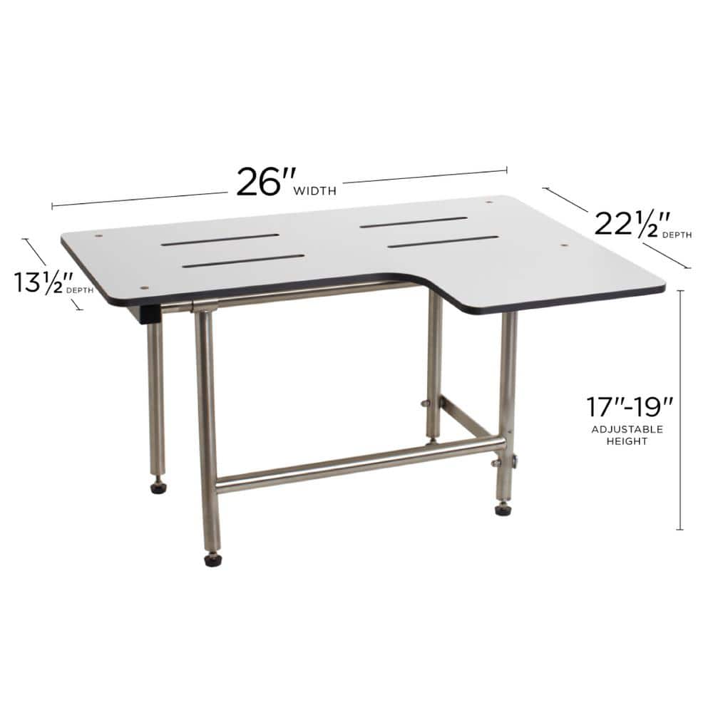 SEACHROME 26 in. x 22.5 in. Reversible Folding Transfer Tub/Shower Seat with Legs in White, ADA Compliant (2)