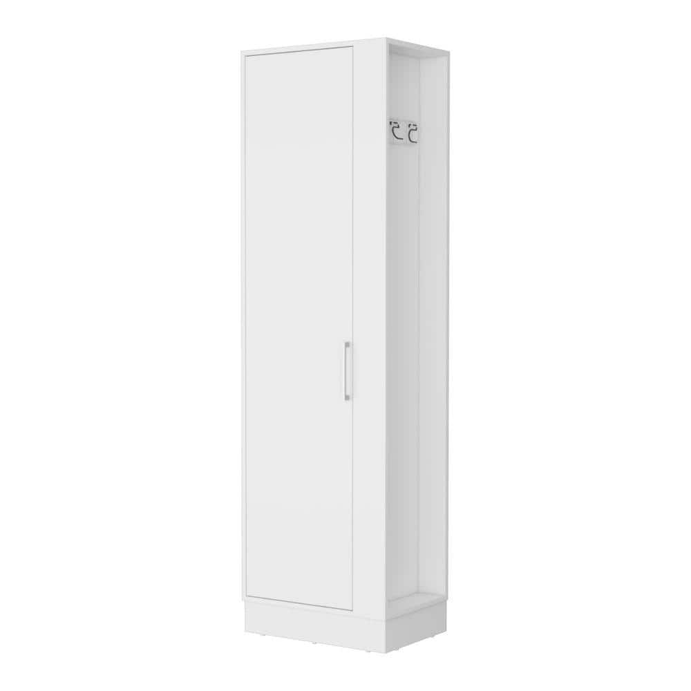 Amucolo 21.1 in. W x 14.76 in. D x 72.32 in. H White Bathroom Linen Cabinet with Single Door and Broom Hangers (1)