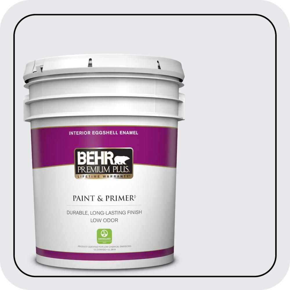 BEHR PREMIUM PLUS 5 gal. #PR-W10 Swirling Water Eggshell Enamel Low Odor Interior Paint & Primer (1)