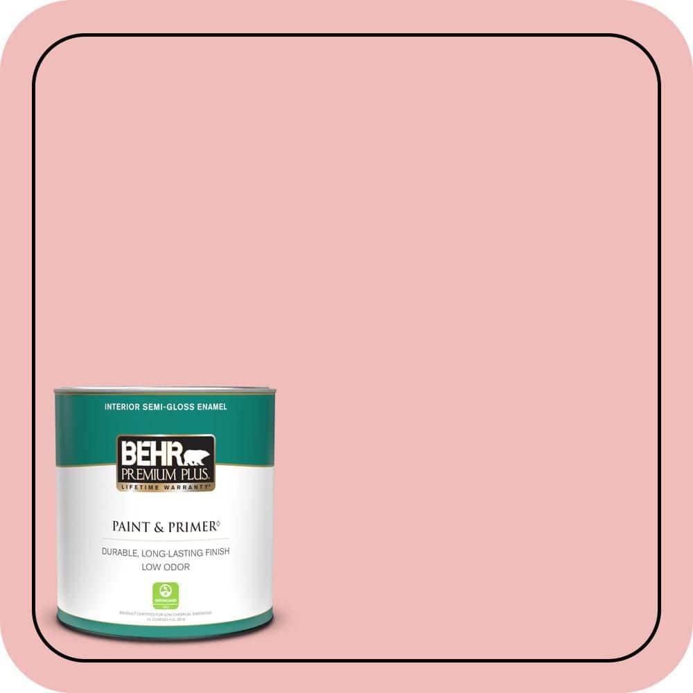 BEHR PREMIUM PLUS 1 qt. #CE-01 Alpenglow Semi-Gloss Enamel Low Odor Interior Paint & Primer (1)