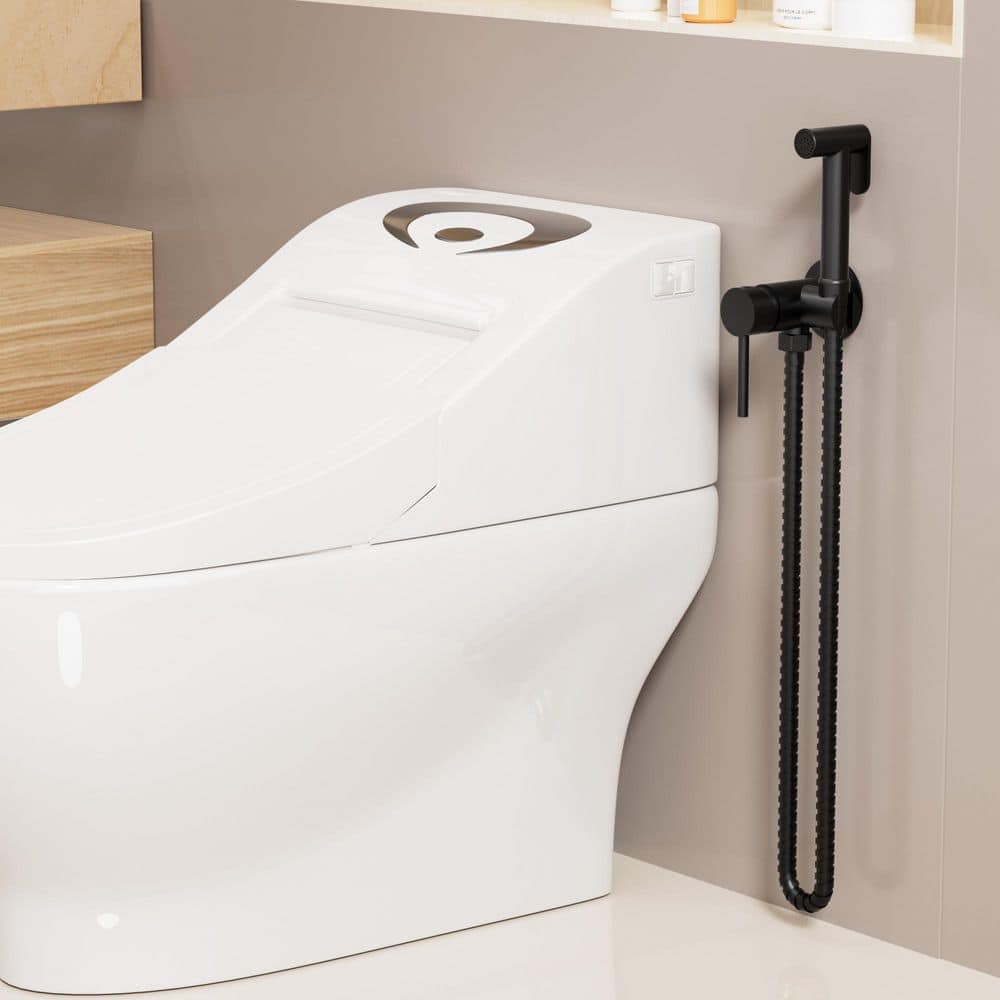 YAWWALK 1 Handle Bidet Faucet with 47 in. Stainless Steel Hose and Wall Mount Holder for Bathroom in Matte Black (3)