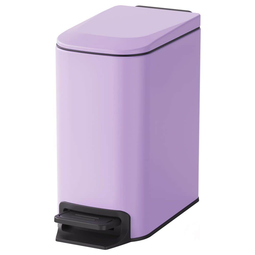 Numhew 1-Piece Bathroom Accessory Set with 6L Soft Close Step Pedal Garbage Can and Removable Inner Bucket in Purple (1)