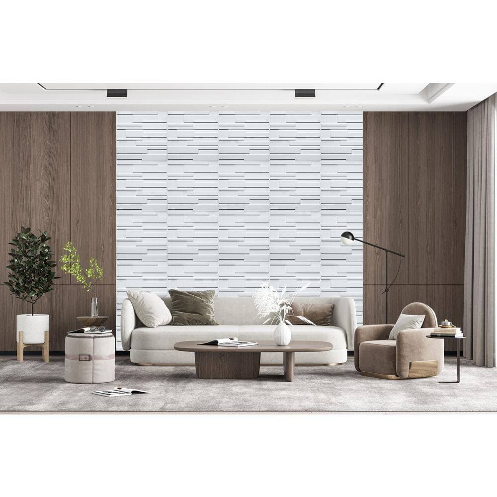 Dundee Deco Falkirk Ross 2/25 in. x 19.7 in. x 19.7 in. White PVC Bricks 3D Decorative Wall Panel 10-Pack (2)