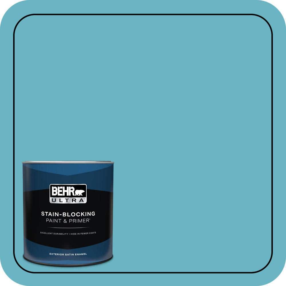 BEHR ULTRA 1 qt. #530D-5 Riverside Blue Satin Enamel Exterior Paint & Primer