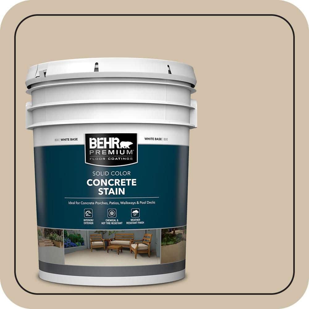 BEHR PREMIUM 5 gal. #PFC-27 Light Rattan Solid Color Flat Interior/Exterior Concrete Stain