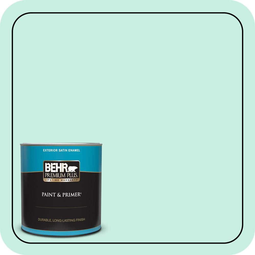 BEHR PREMIUM PLUS 1 qt. #P430-1 Summer House Satin Enamel Exterior Paint & Primer