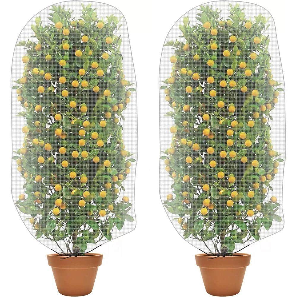 KIWDZFU Insect Bird Barrier Netting Mesh with Drawstring 4.6 x 3 ft. Garden Bug Netting Plant Cover (2-Pack) (2)