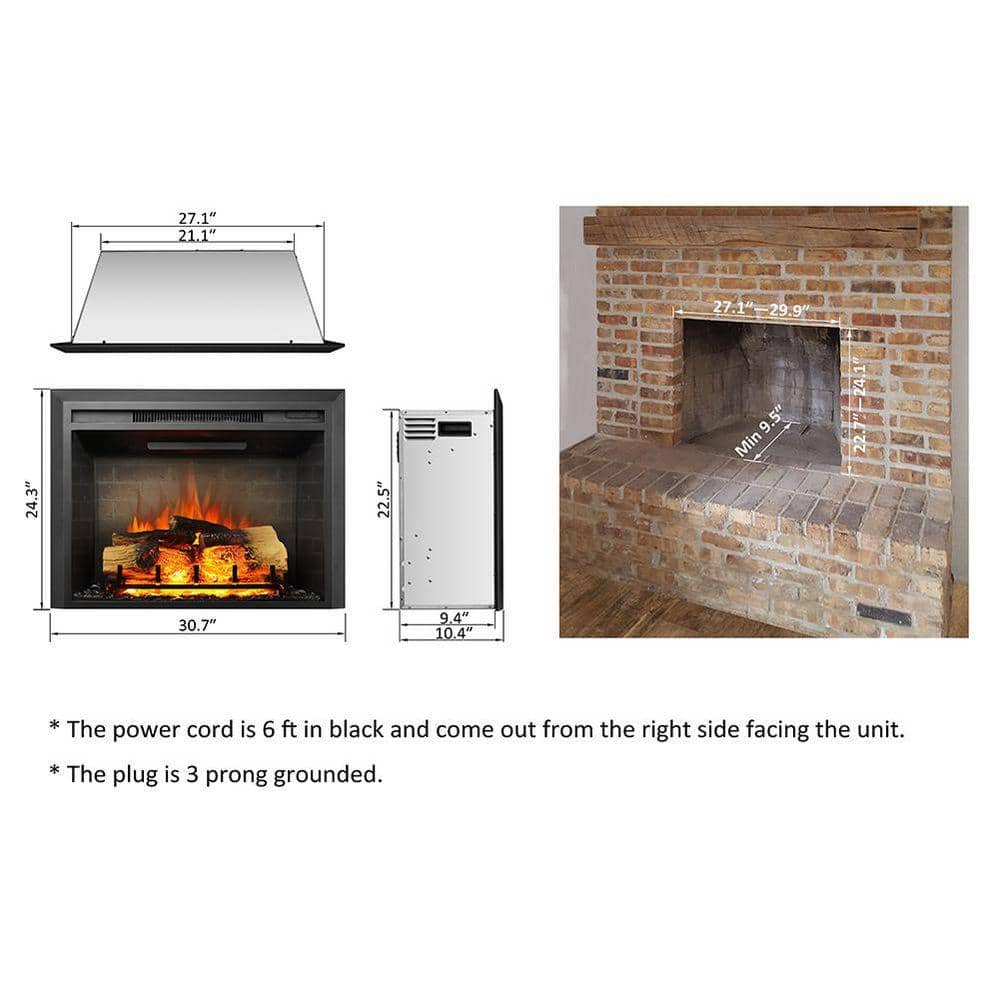 Legend Flame Carl 30 in. Electric Fireplace Insert, Fireplace Heater 750/1500W, Fire Crackling Sound, Remote Control (3)