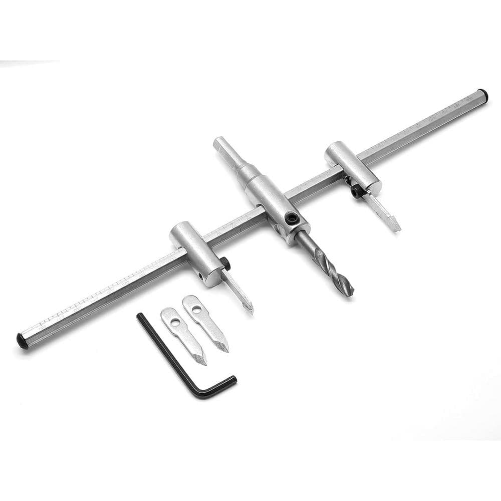 Unbranded Adjustable 1-3/16 to 11-3/4 Heavy Duty Hole Saw with Circle Cutter Drill Bit Tool for Drywall Wood Plaster Silver