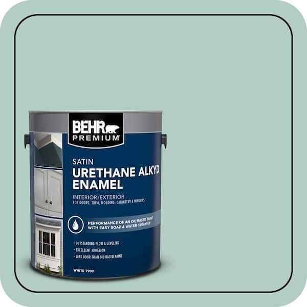 BEHR PREMIUM 1 gal. #M430-3 Wintergreen Dream Urethane Alkyd Satin Enamel Interior/Exterior Paint (2)
