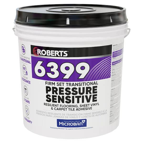 ROBERTS 6399 4 Gal. 12 Hour Dry Time Vinyl Firm Set Transitional Pressure-Sensitive Floor Adhesive in Off White