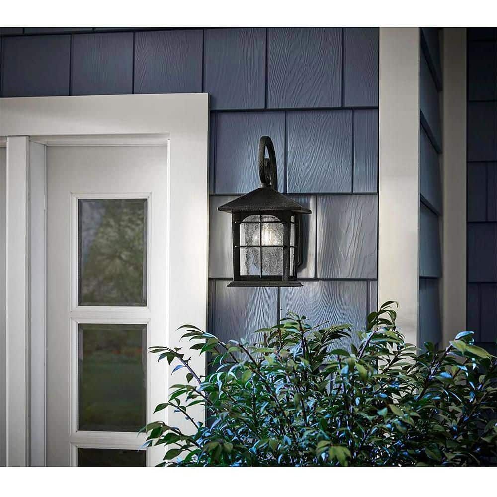 Home Decorators Collection Brimfield Aged Iron 1-Light Line Voltage Hardwired Outdoor Porch Light Wall Lantern Sconce with No Bulb Included
