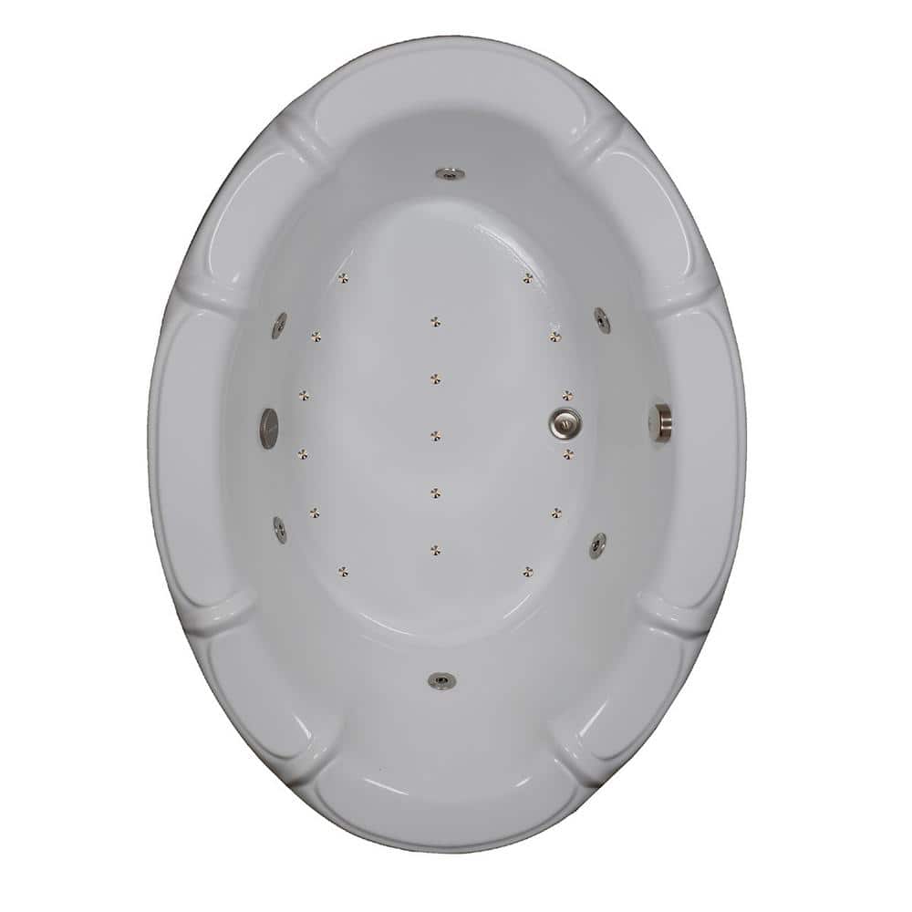 Comfortflo 68 in. x 48 in. Oval Drop-in Whirlpool and Air Bathtub with Center Drain in White