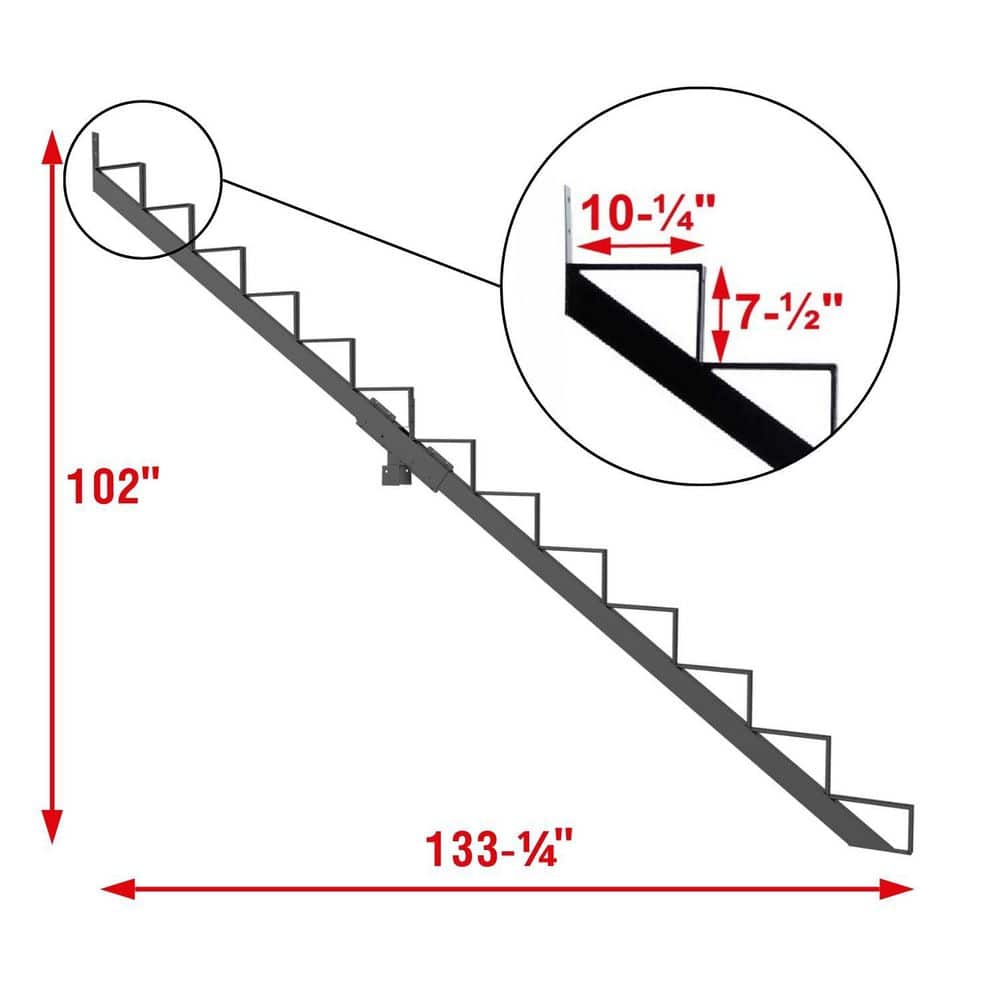 Pylex 7-1/2 in. x 10-1/4 in.-13-Steps Steel Stair Stringer Black (Includes 1 Stair Stringer) (2)