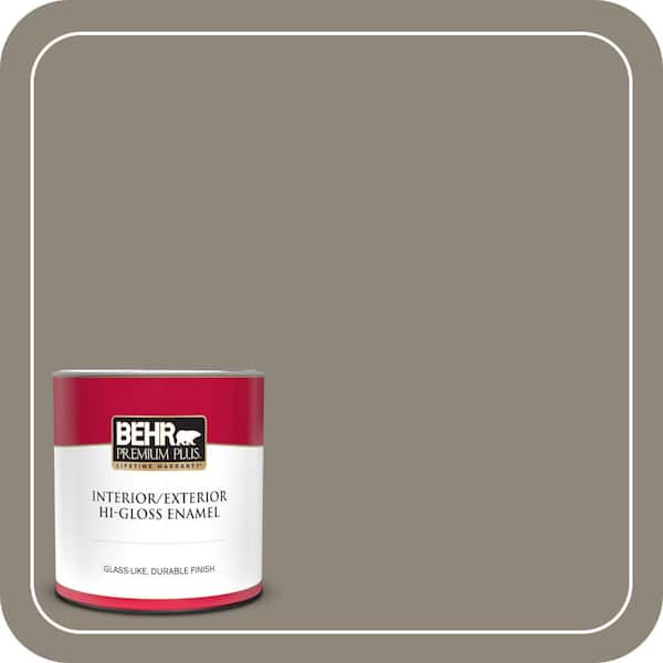 BEHR PREMIUM PLUS 1 qt. #T16-08 Fifth Olive-Nue Hi-Gloss Enamel Interior/Exterior Paint & Primer (2)