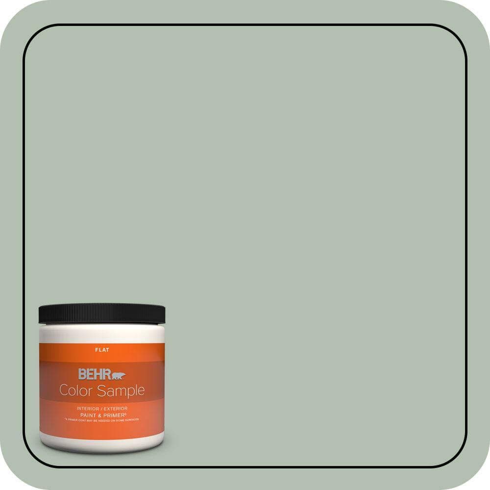 BEHR PREMIUM PLUS #N400-3 Flagstaff Green Flat Interior/Exterior Paint & Primer Color Sample (1)