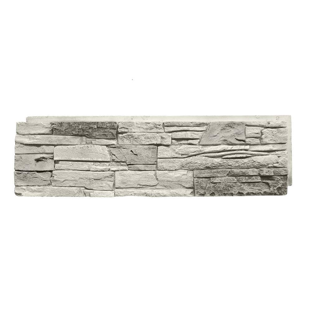 GenStone Stacked Stone Arctic Smoke 12 in. x 42 in. Composite Faux Stone Siding Panel
