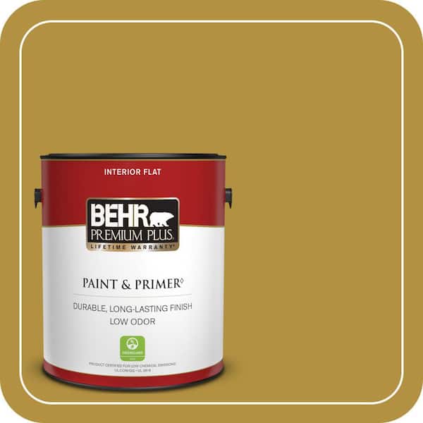 BEHR PREMIUM PLUS #370D-7 Venetian Gold Flat Low Odor & Primer (2)