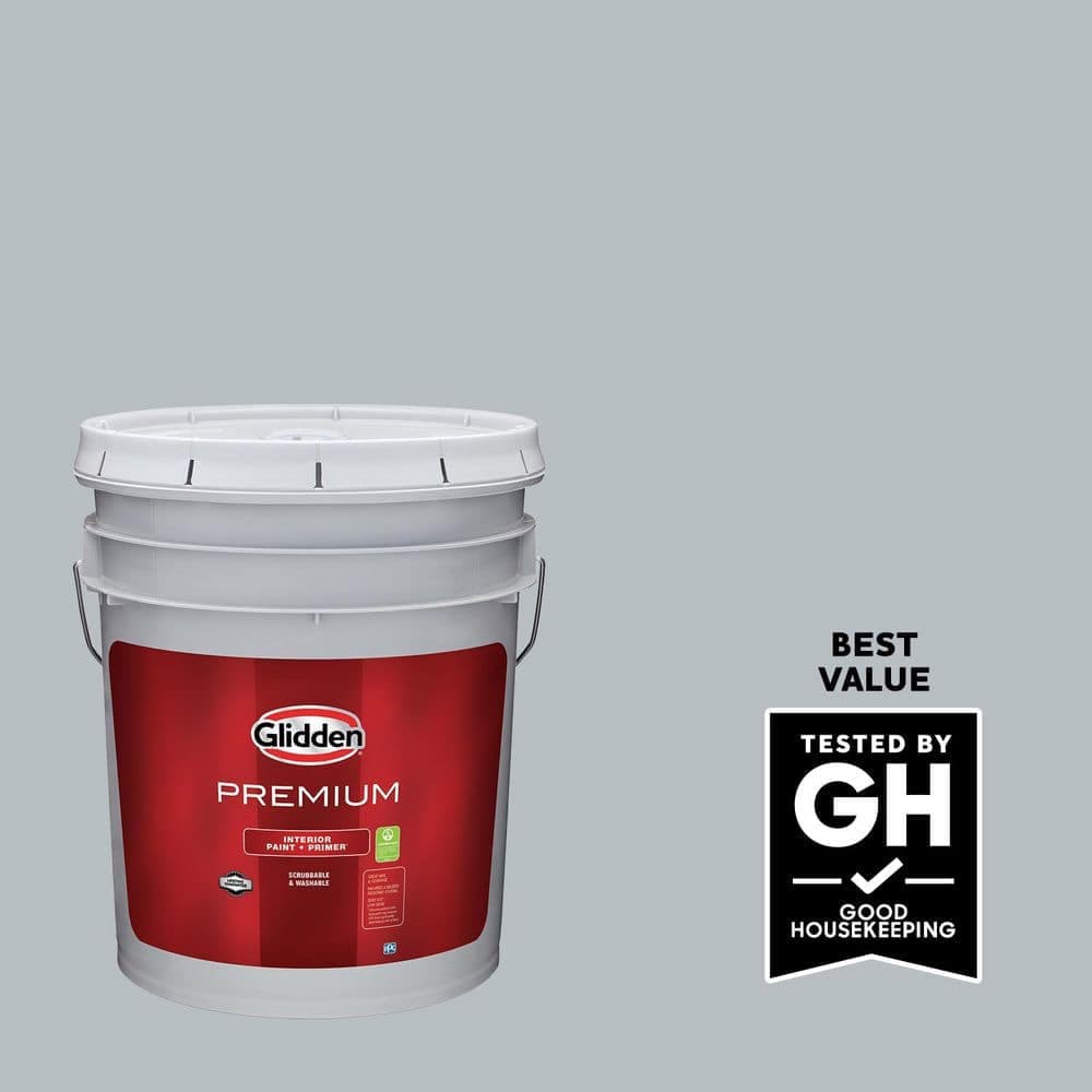 Glidden Premium 5 gal. PPG1012-4 Gray Frost Semi-Gloss Interior Latex Paint (1)