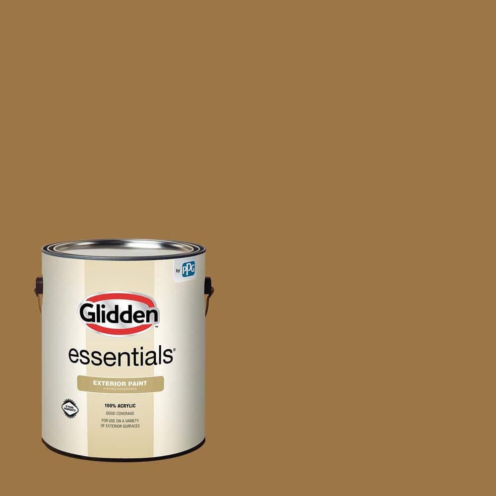 Glidden Essentials 1 gal. PPG1090-7 Sugar Maple Flat/Matte Exterior Paint