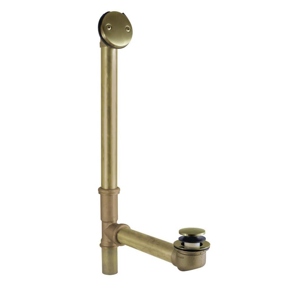 Kingston Brass Made To Match 20-Gauge Toe Touch Clawfoot Tub Drain in Antique Brass with Overflow